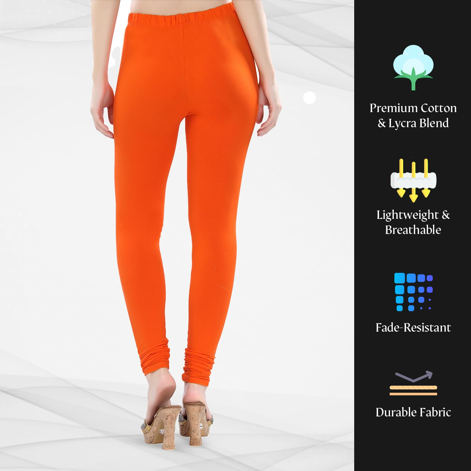 TRASA Women's Four-Way Stretch Cotton Churidar Leggings - Image 84