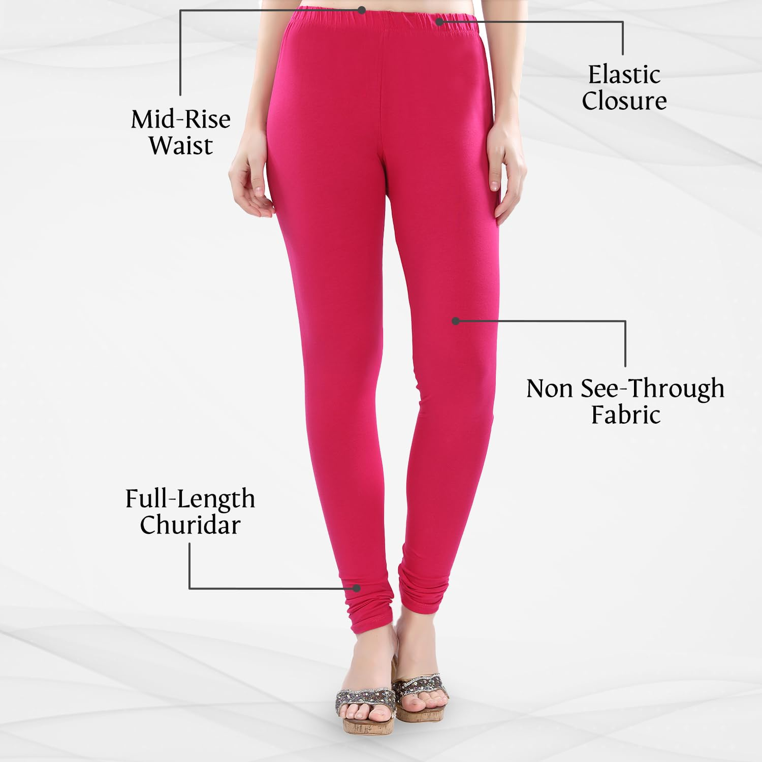 TRASA Women's Four-Way Stretch Cotton Churidar Leggings - Image 90
