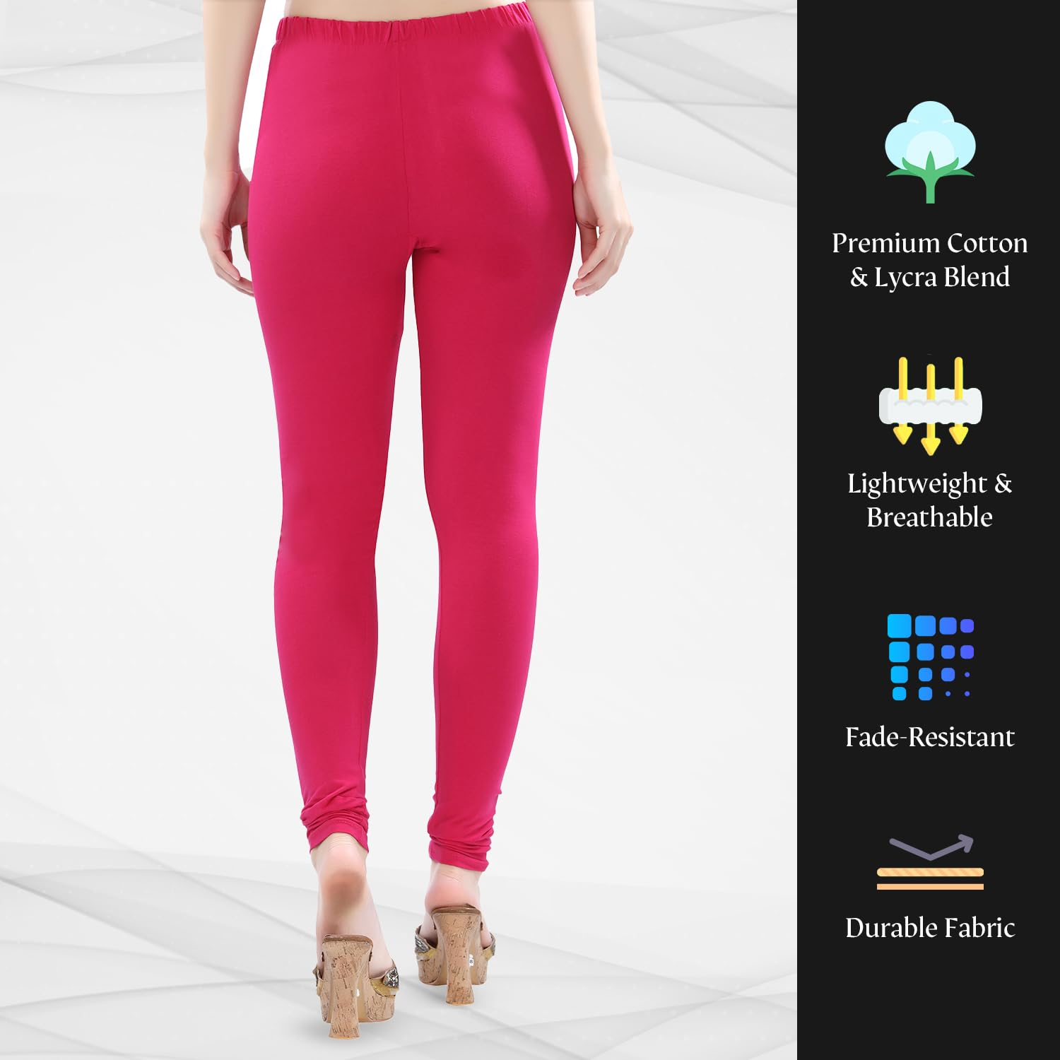 TRASA Women's Four-Way Stretch Cotton Churidar Leggings - Image 91
