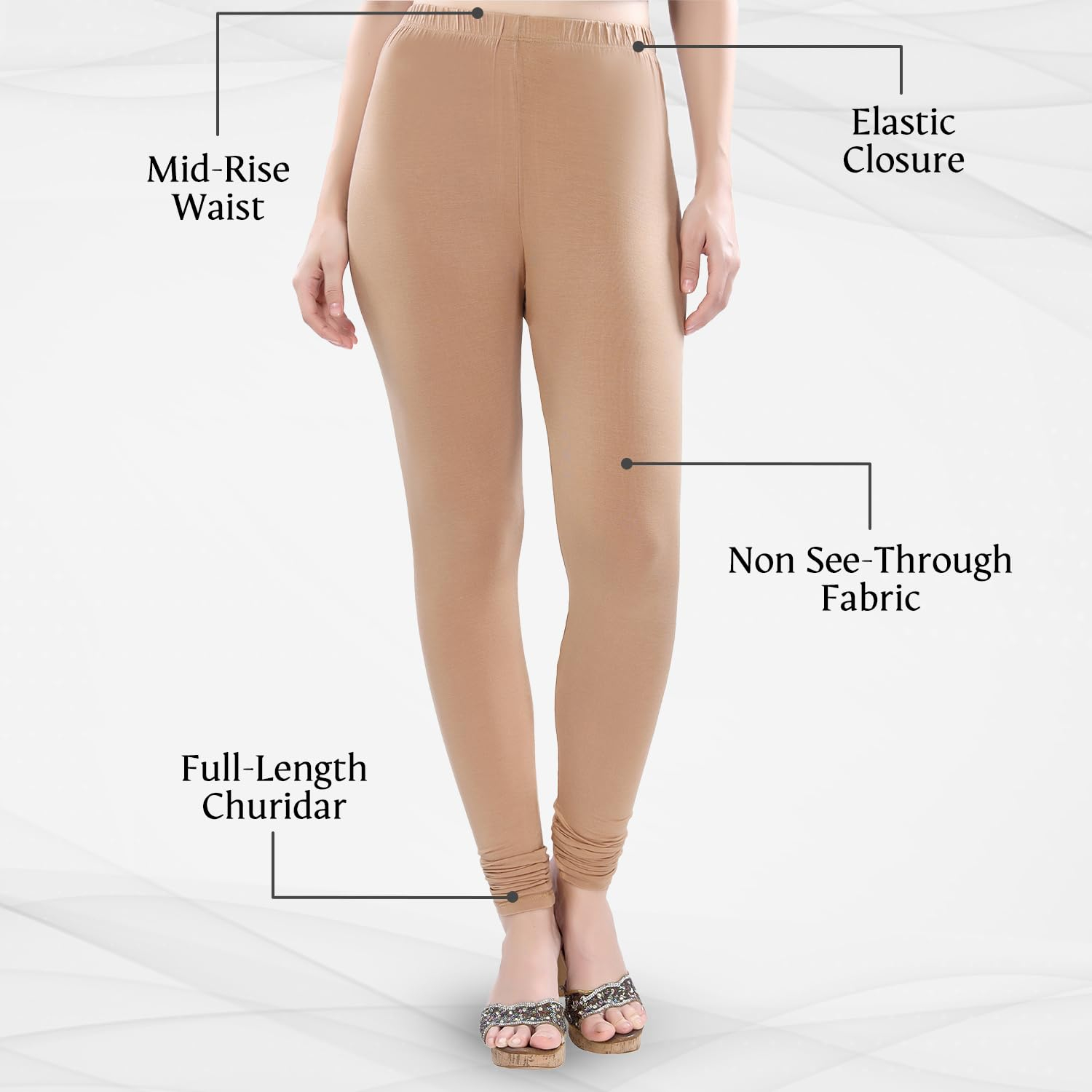 TRASA Women's Four-Way Stretch Cotton Churidar Leggings - Image 106