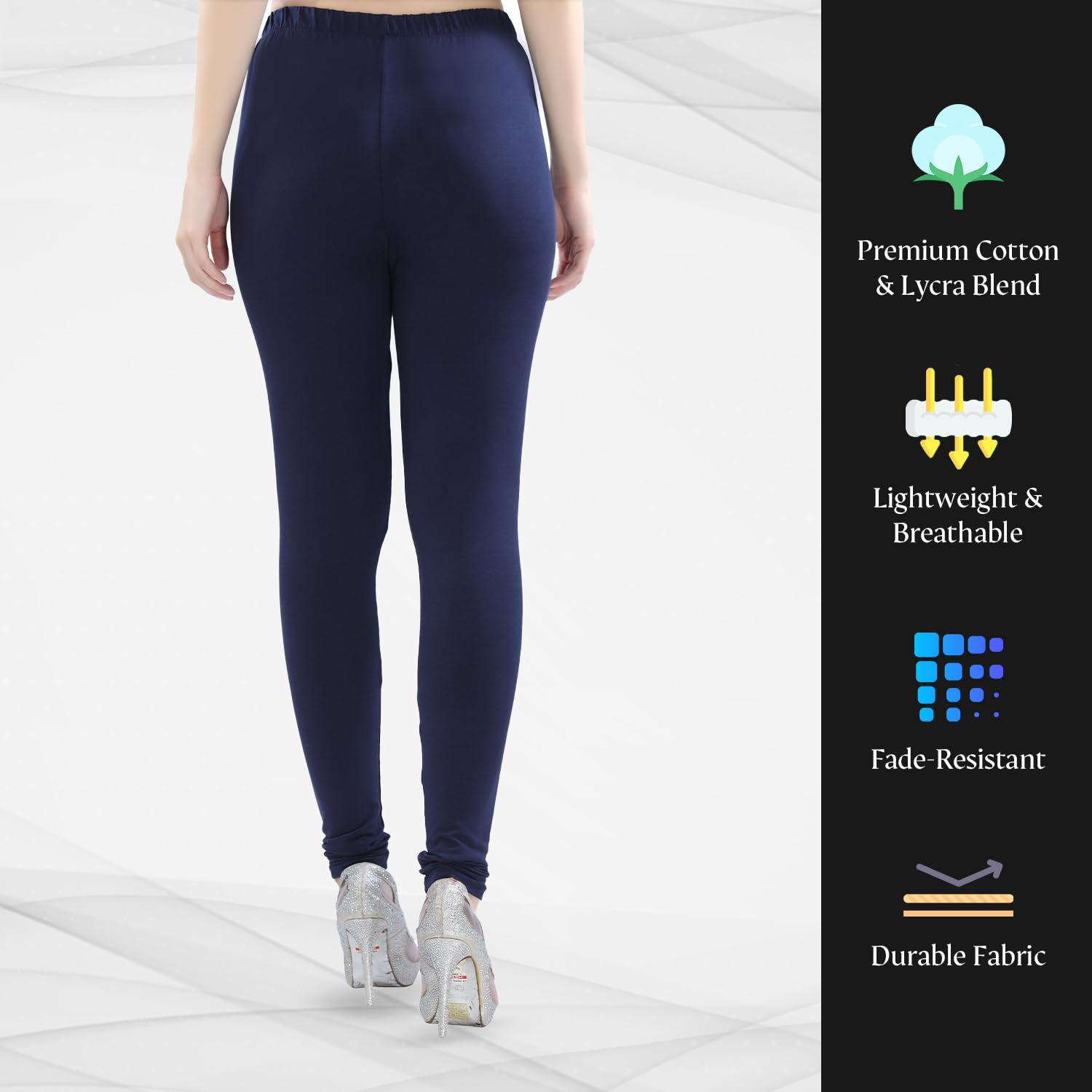 TRASA Women's Four-Way Stretch Cotton Churidar Leggings - Image 121