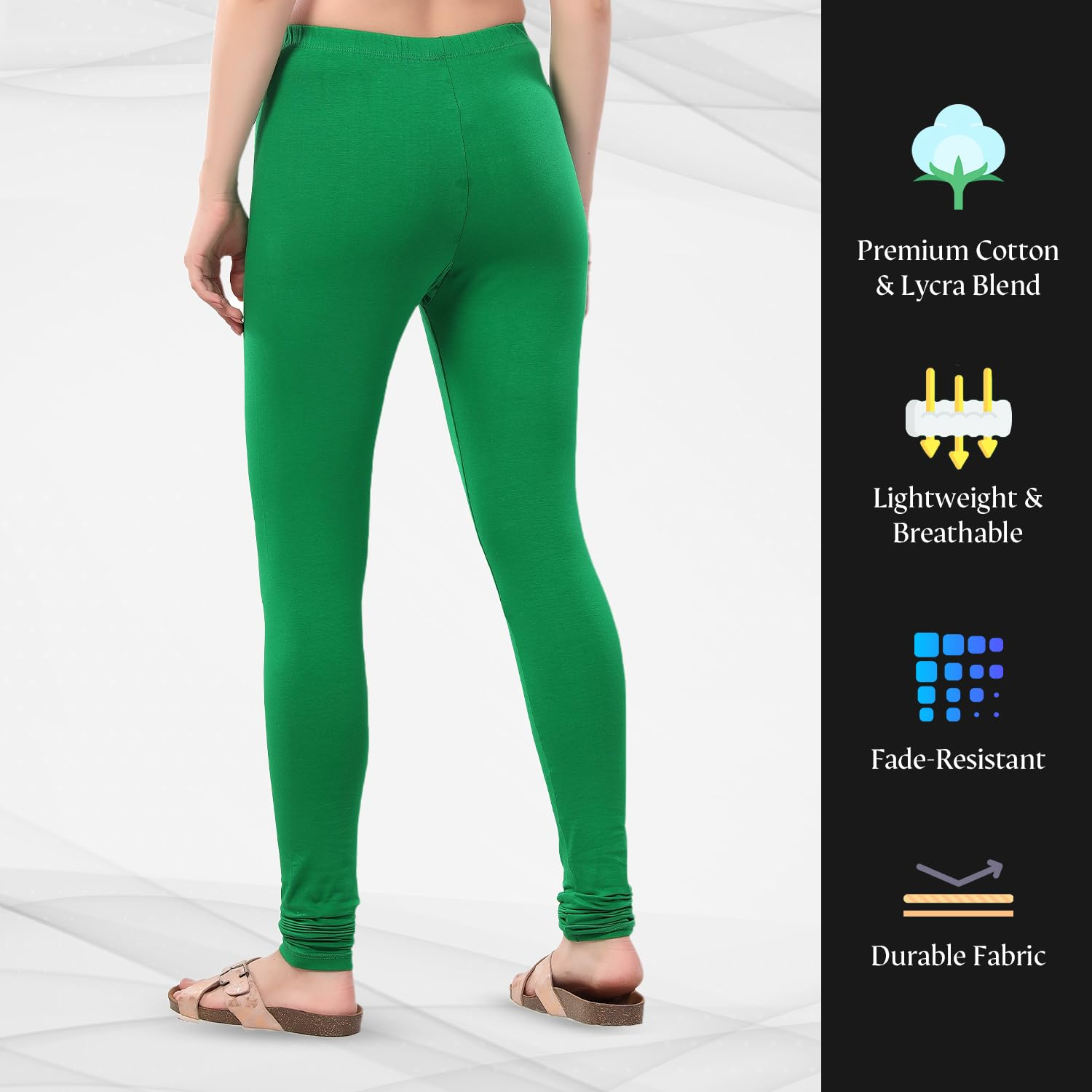 TRASA Women's Four-Way Stretch Cotton Churidar Leggings - Image 137
