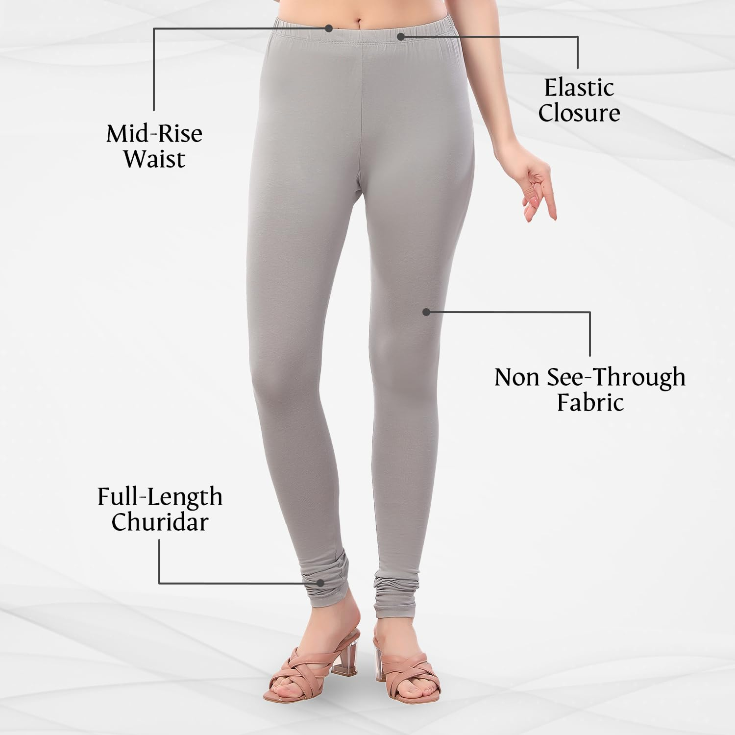 TRASA Women's Four-Way Stretch Cotton Churidar Leggings - Image 144
