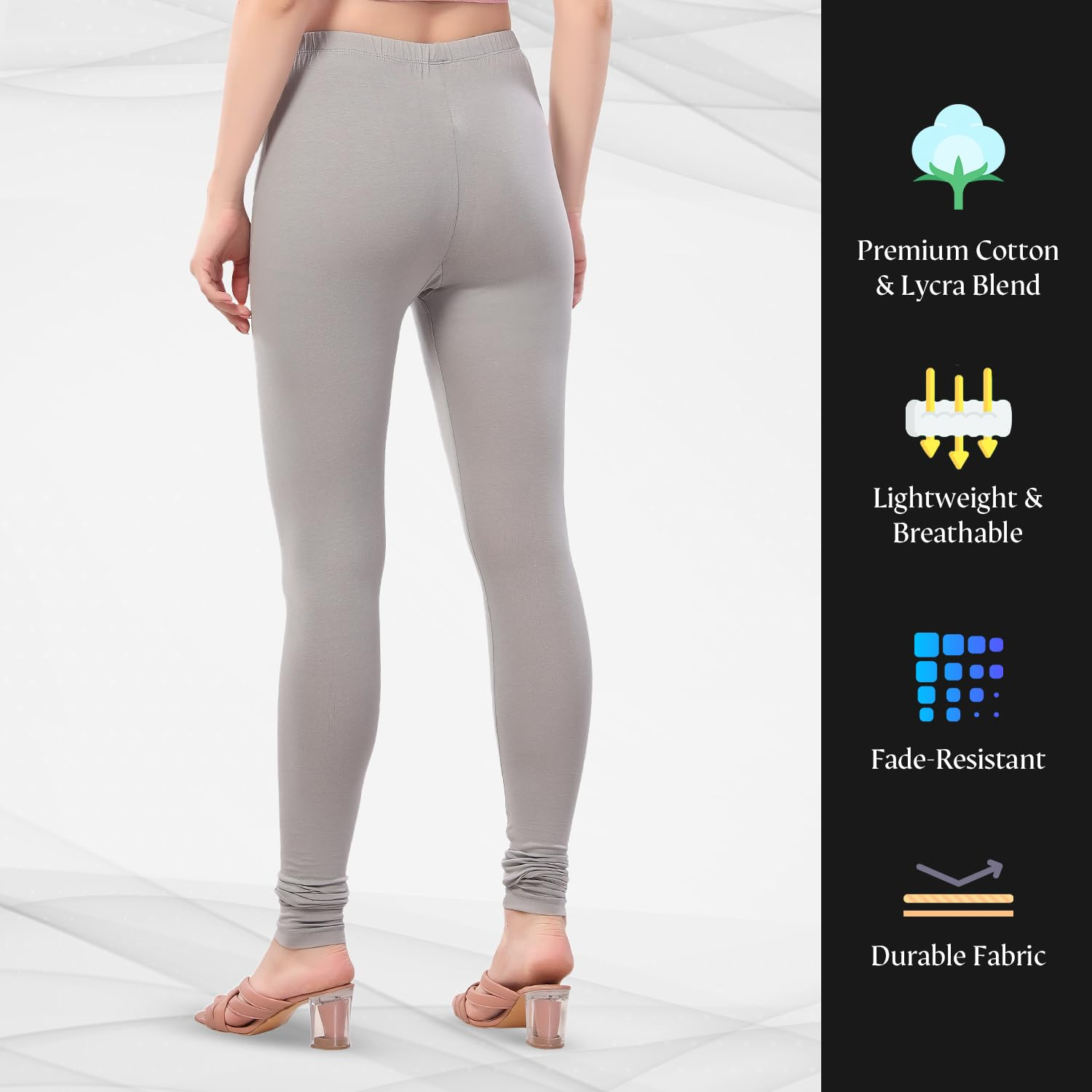 TRASA Women's Four-Way Stretch Cotton Churidar Leggings - Image 145