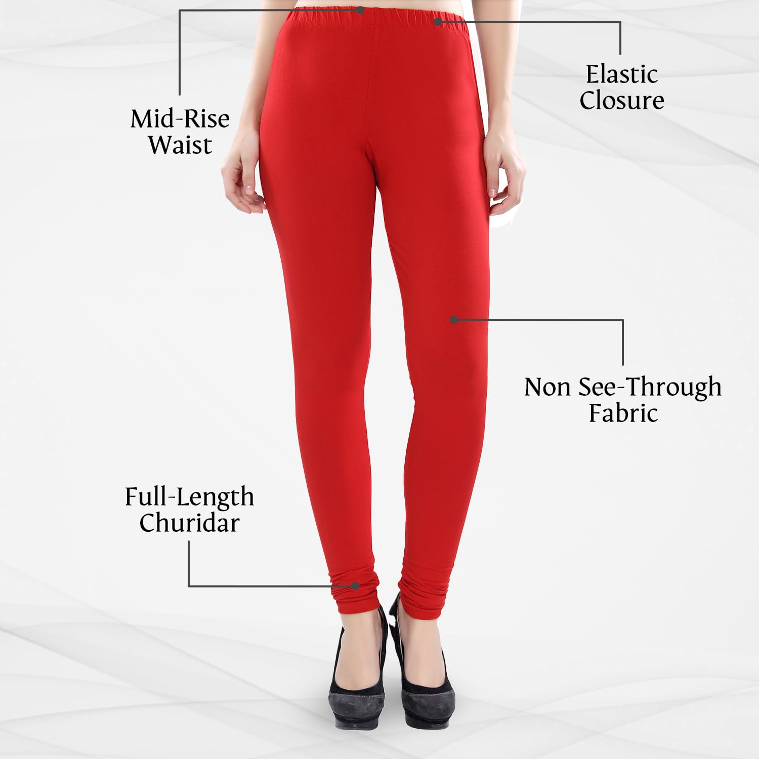 TRASA Women's Four-Way Stretch Cotton Churidar Leggings - Image 152
