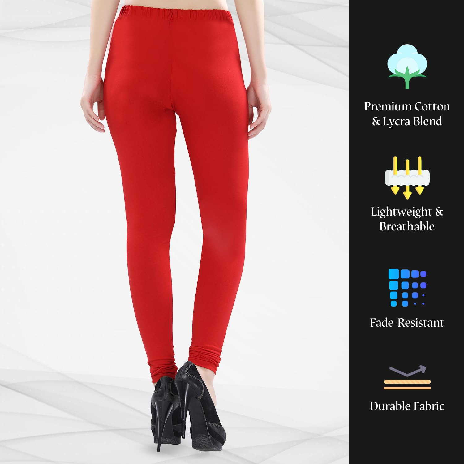 TRASA Women's Four-Way Stretch Cotton Churidar Leggings - Image 153