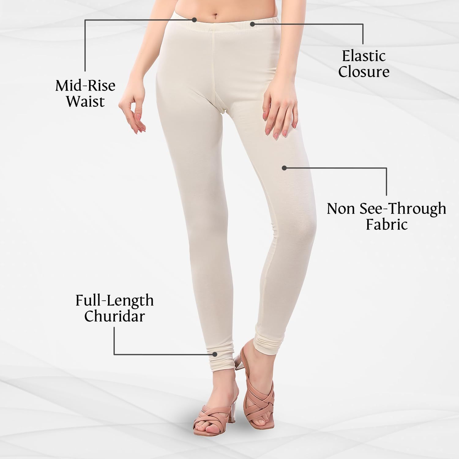 TRASA Women's Four-Way Stretch Cotton Churidar Leggings - Image 161