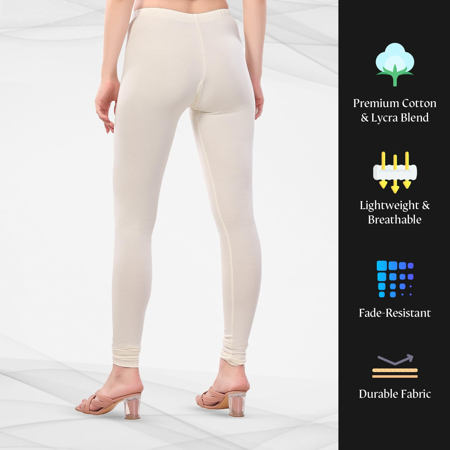 TRASA Women's Four-Way Stretch Cotton Churidar Leggings - Image 162