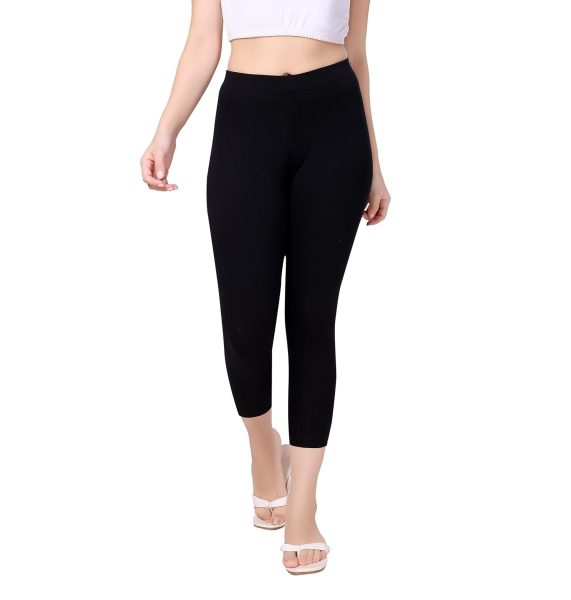 TRASA Women's Mid-Rise Cropped Cotton Leggings