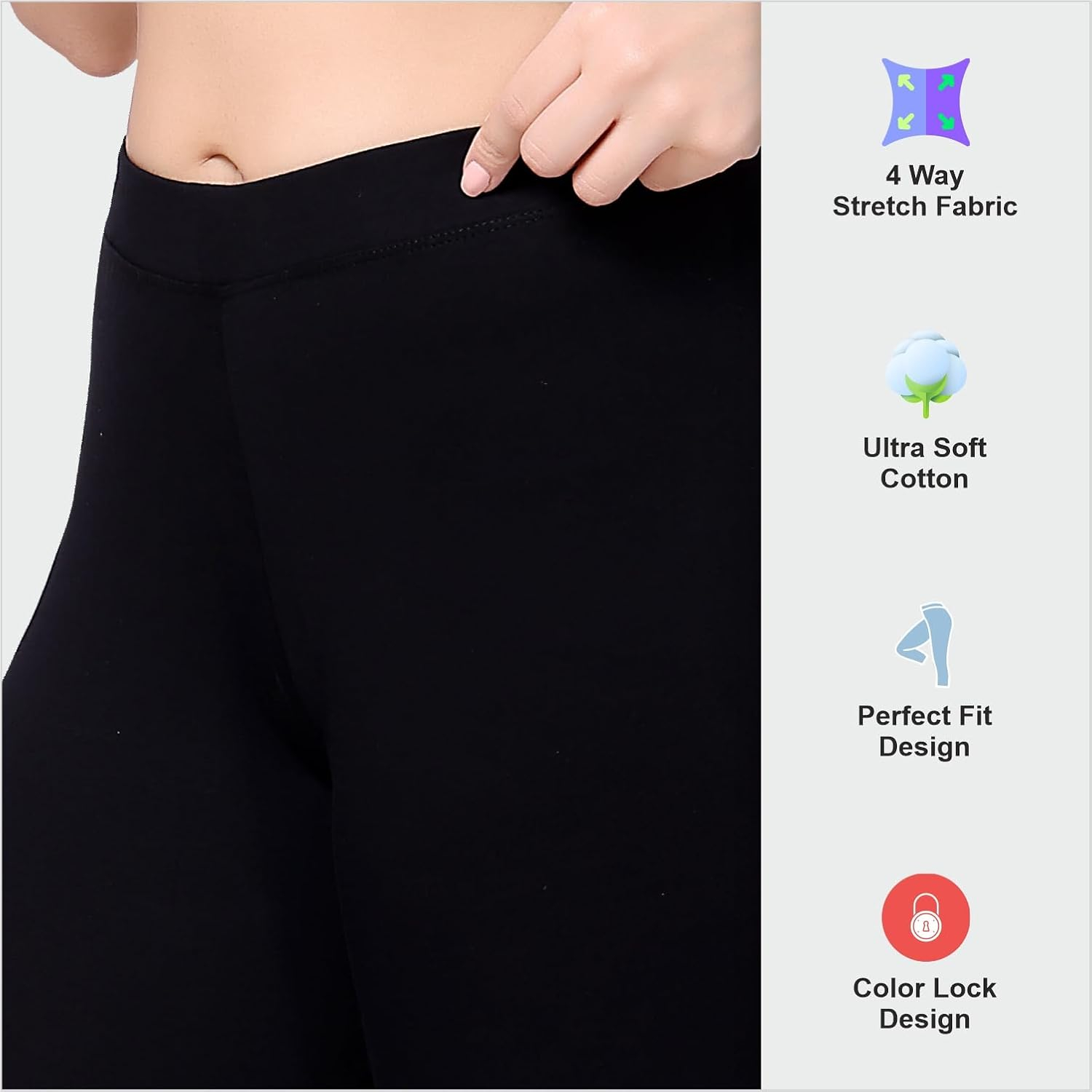 TRASA Women's Mid-Rise Cropped Cotton Leggings - Image 6
