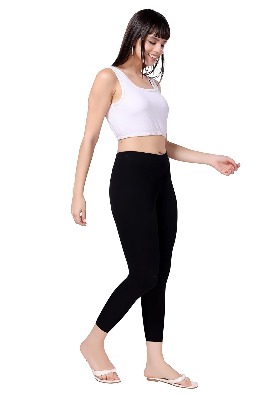 TRASA Women's Mid-Rise Cropped Cotton Leggings - Image 7