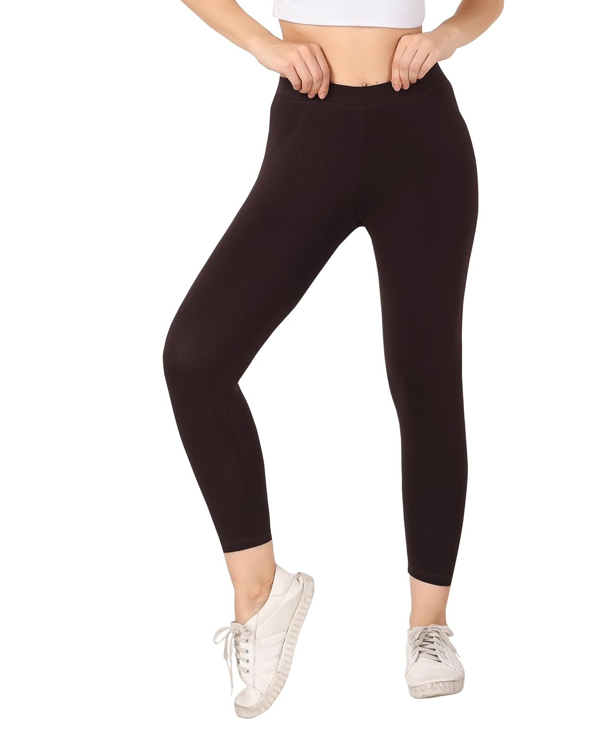 TRASA Women's Mid-Rise Cropped Cotton Leggings - Image 16
