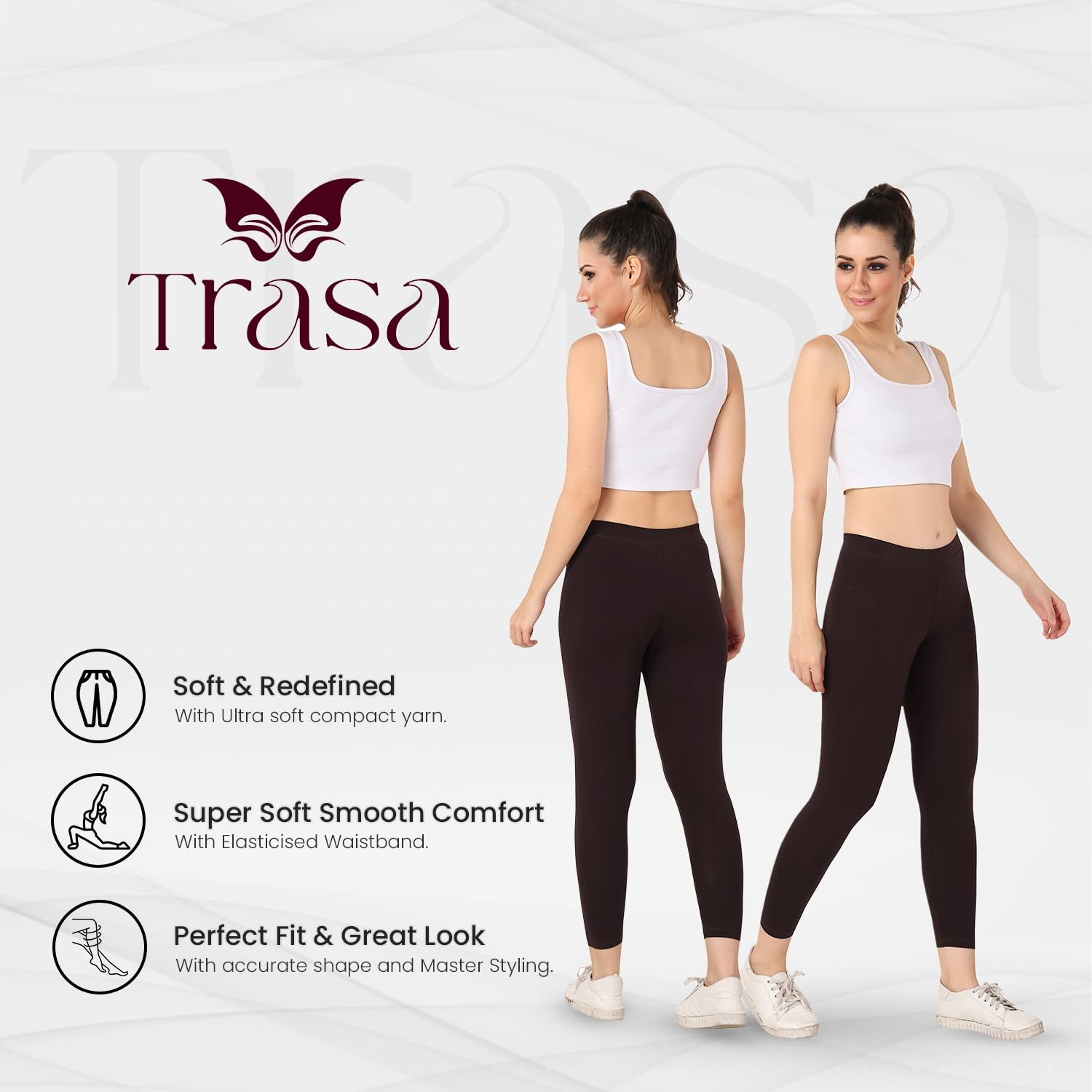 TRASA Women's Mid-Rise Cropped Cotton Leggings - Image 17