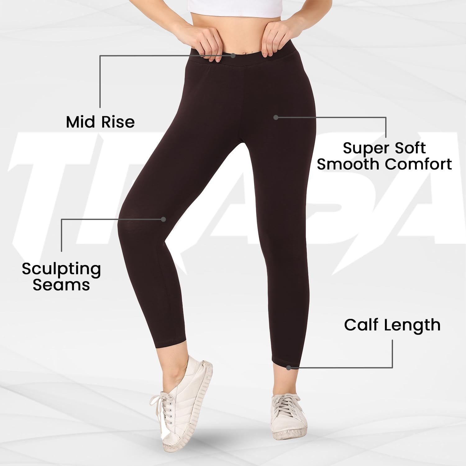 TRASA Women's Mid-Rise Cropped Cotton Leggings - Image 18