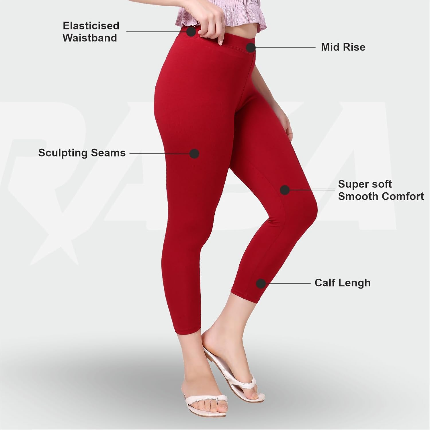 TRASA Women's Mid-Rise Cropped Cotton Leggings - Image 26