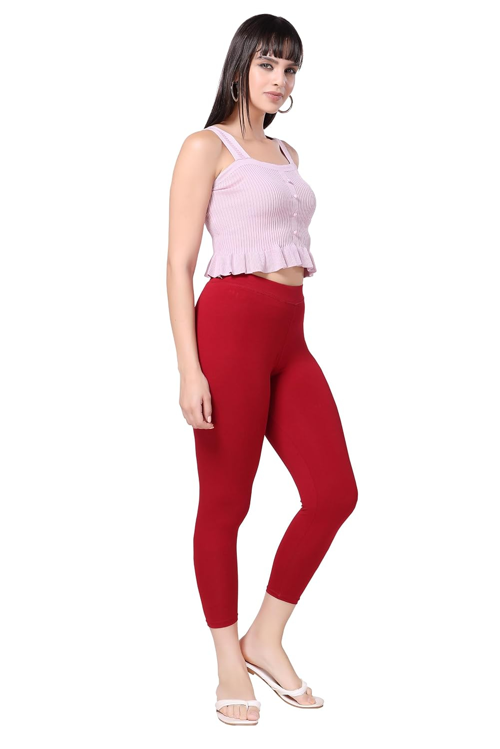 TRASA Women's Mid-Rise Cropped Cotton Leggings - Image 29