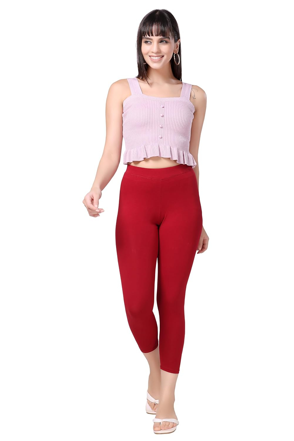 TRASA Women's Mid-Rise Cropped Cotton Leggings - Image 30