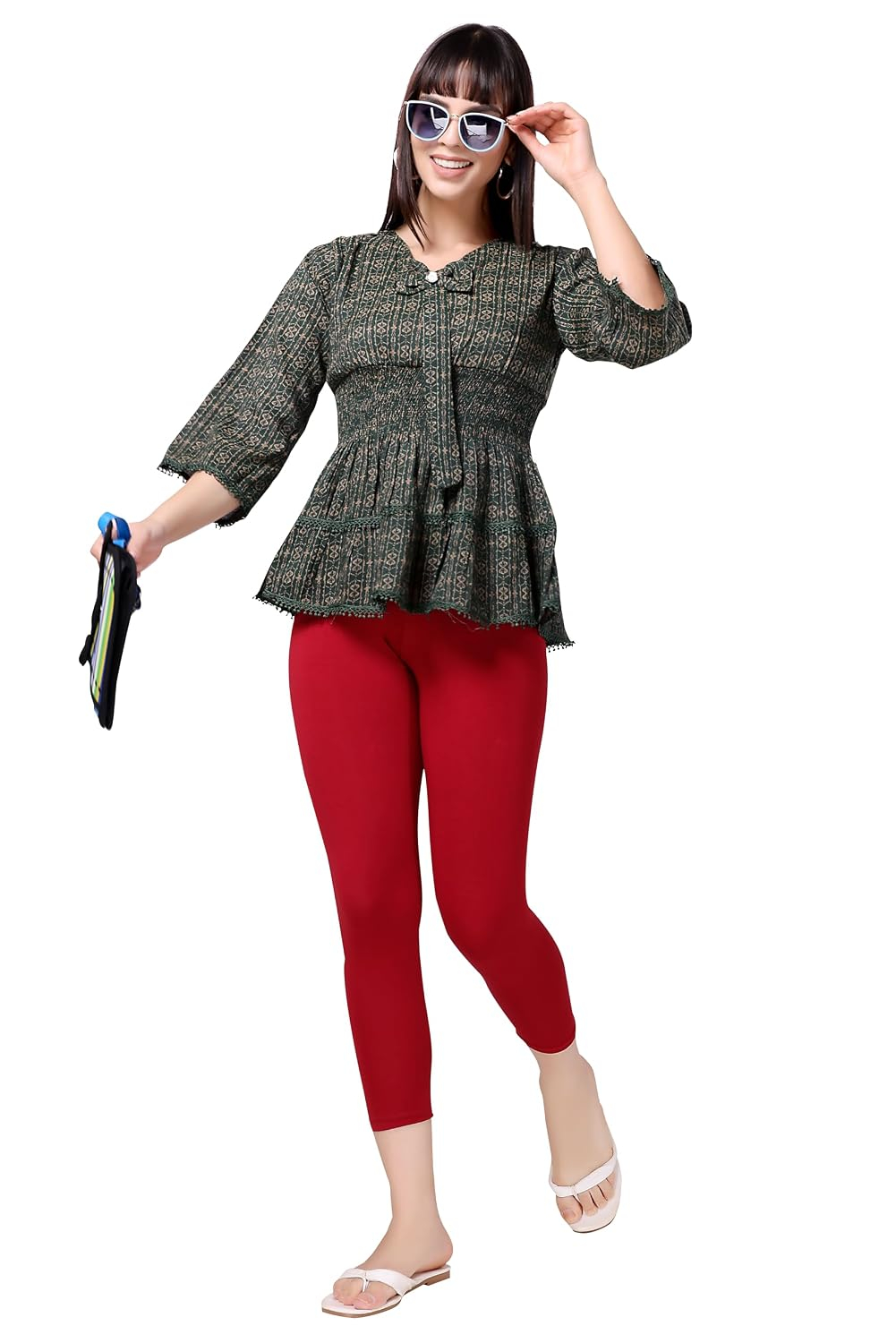 TRASA Women's Mid-Rise Cropped Cotton Leggings - Image 31
