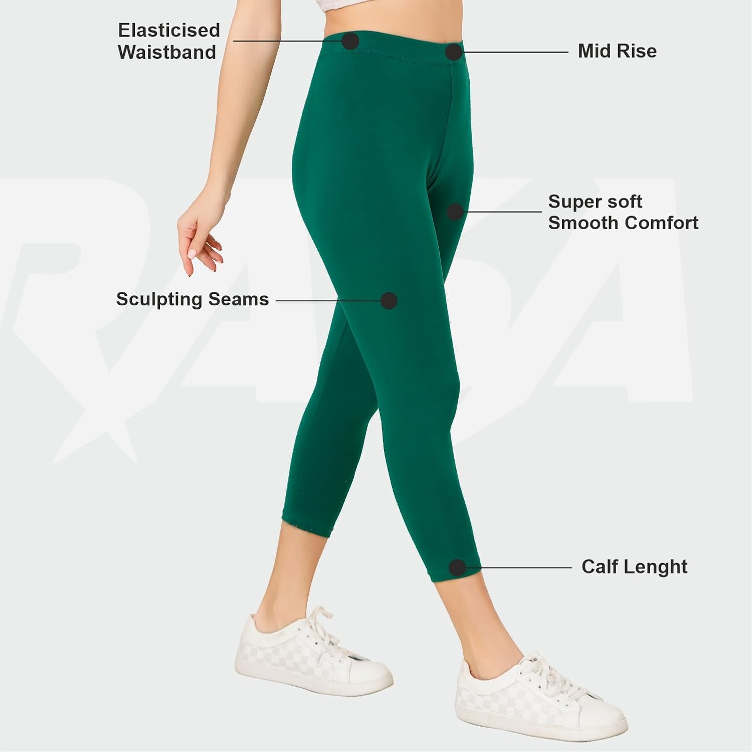 TRASA Women's Mid-Rise Cropped Cotton Leggings - Image 34