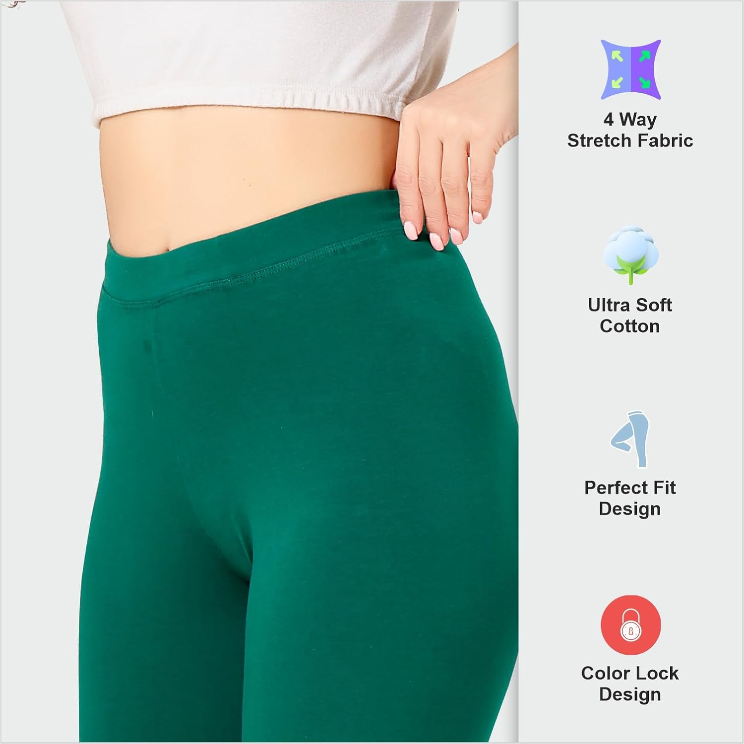 TRASA Women's Mid-Rise Cropped Cotton Leggings - Image 36