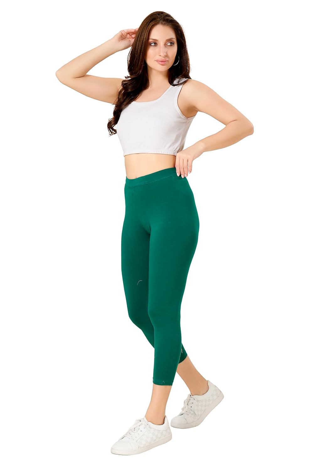 TRASA Women's Mid-Rise Cropped Cotton Leggings - Image 38
