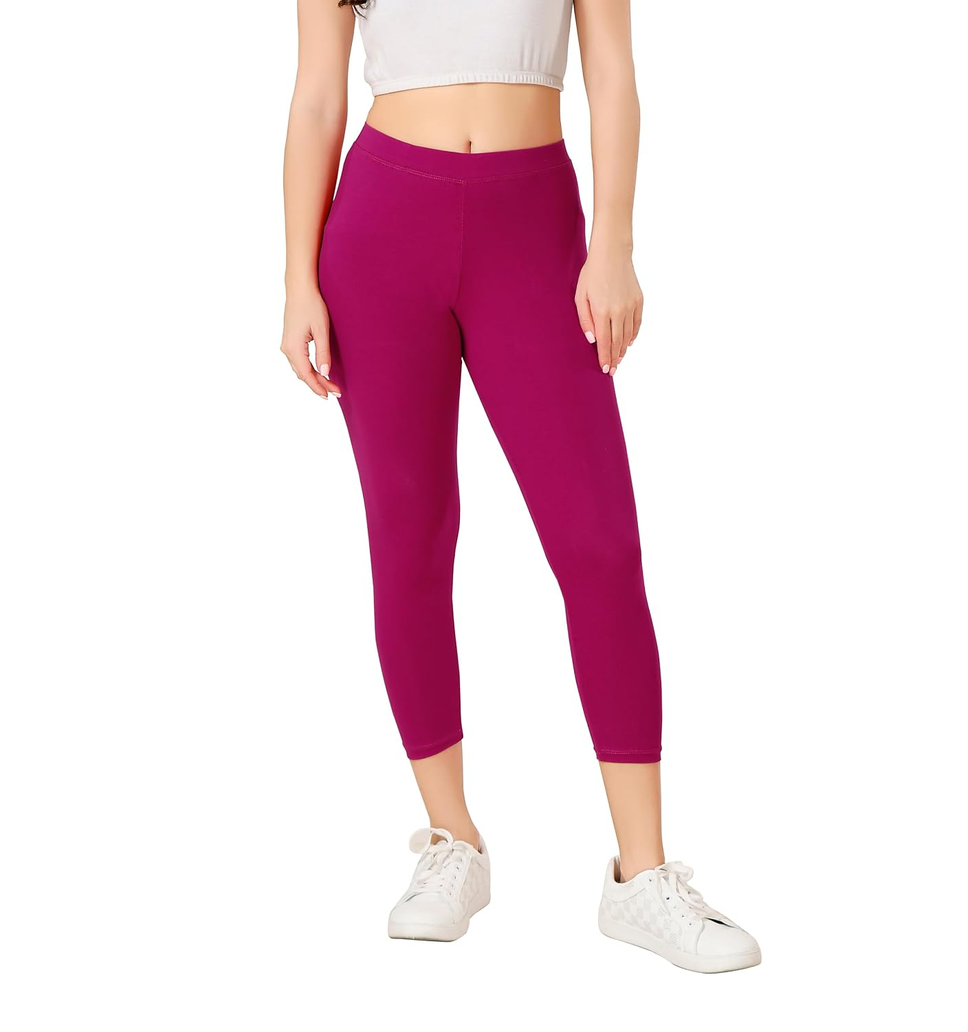 TRASA Women's Mid-Rise Cropped Cotton Leggings - Image 39