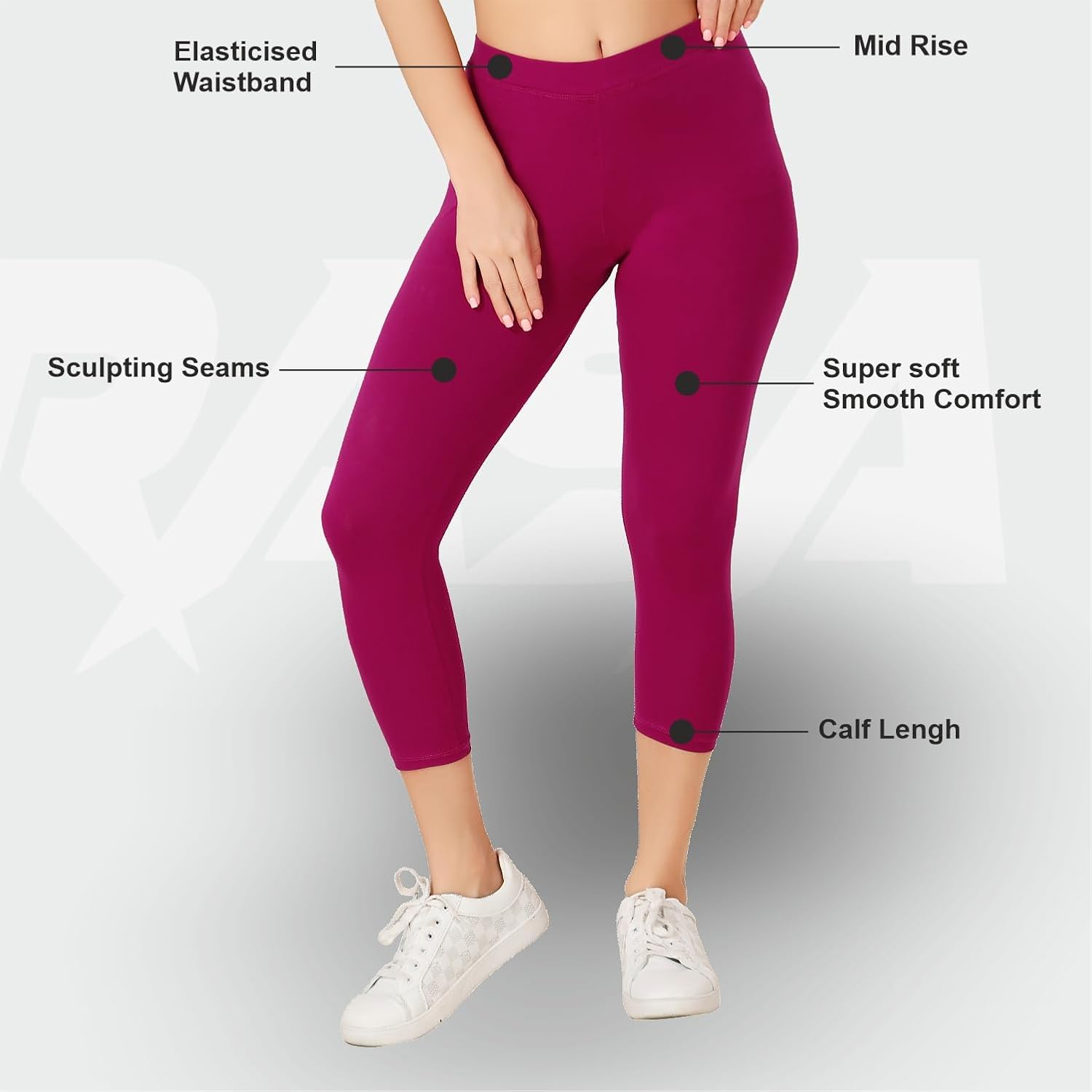 TRASA Women's Mid-Rise Cropped Cotton Leggings - Image 41