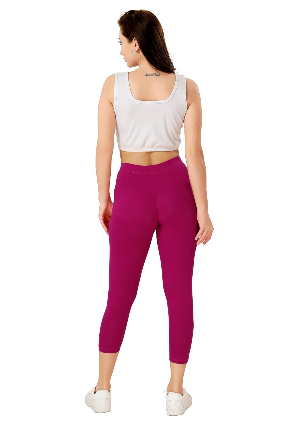 TRASA Women's Mid-Rise Cropped Cotton Leggings - Image 42