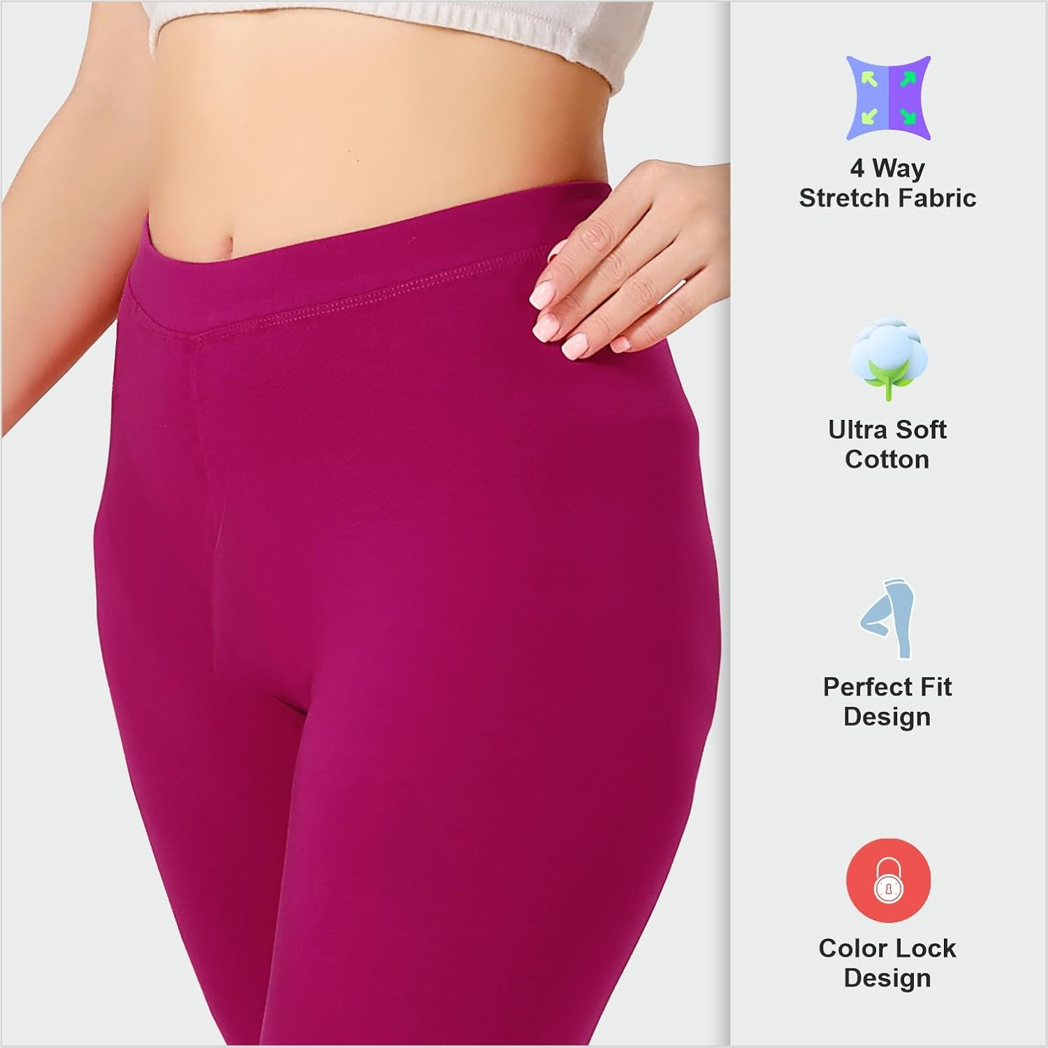 TRASA Women's Mid-Rise Cropped Cotton Leggings - Image 43