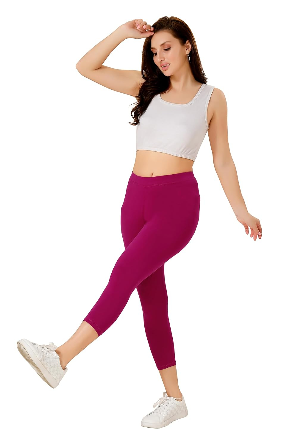 TRASA Women's Mid-Rise Cropped Cotton Leggings - Image 45