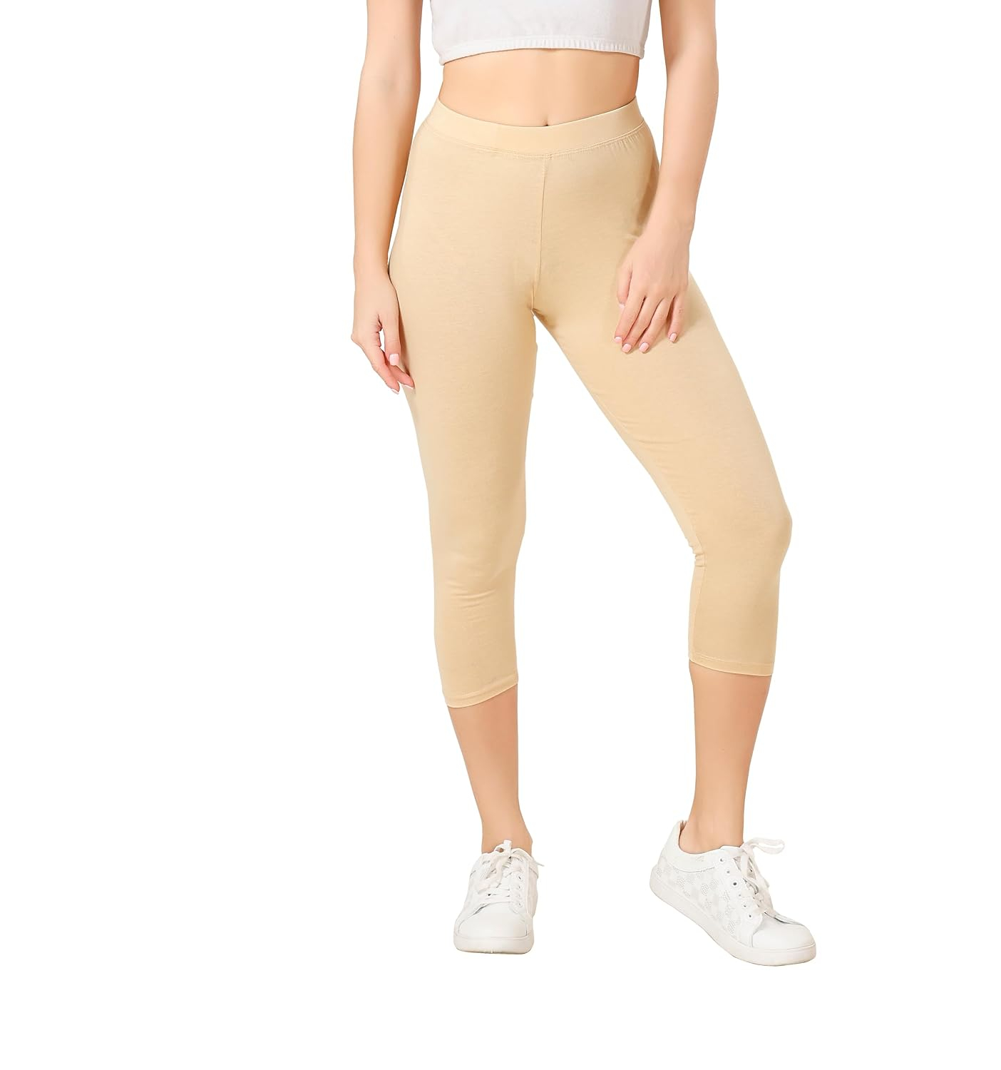 TRASA Women's Mid-Rise Cropped Cotton Leggings - Image 46