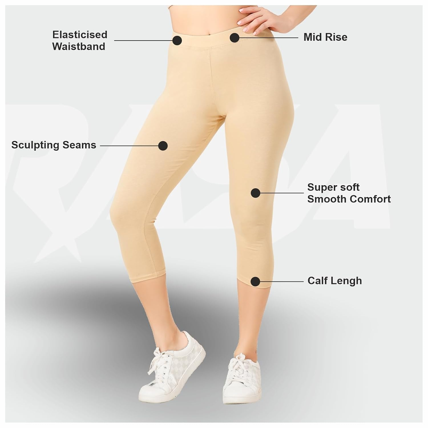 TRASA Women's Mid-Rise Cropped Cotton Leggings - Image 47