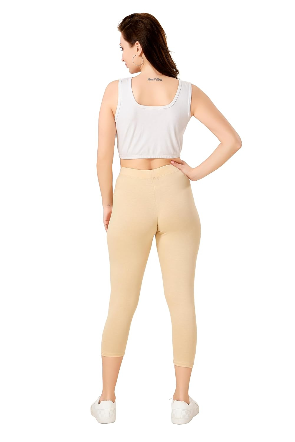 TRASA Women's Mid-Rise Cropped Cotton Leggings - Image 48