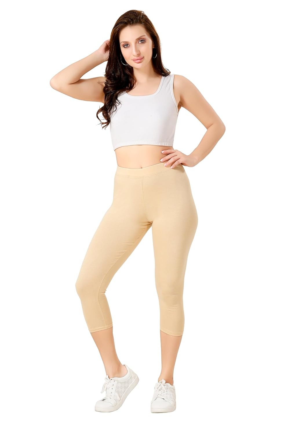 TRASA Women's Mid-Rise Cropped Cotton Leggings - Image 51