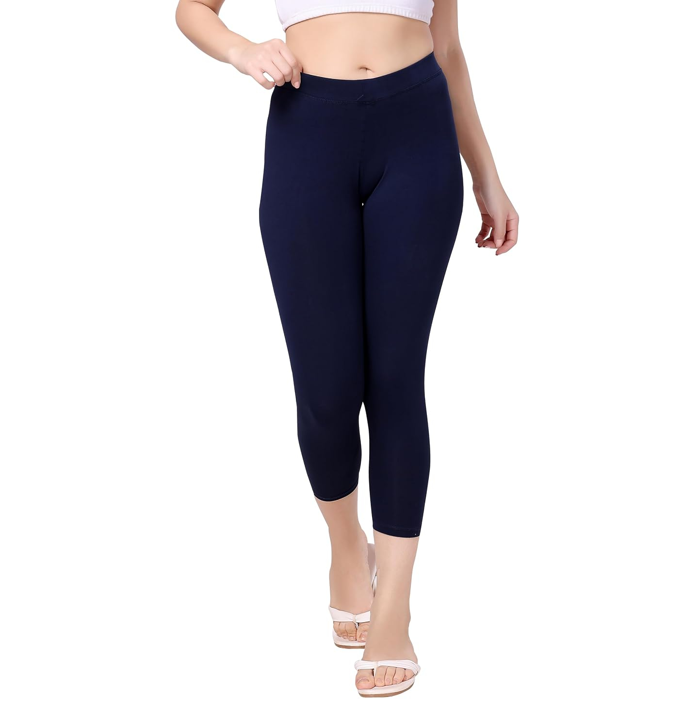 TRASA Women's Mid-Rise Cropped Cotton Leggings - Image 52