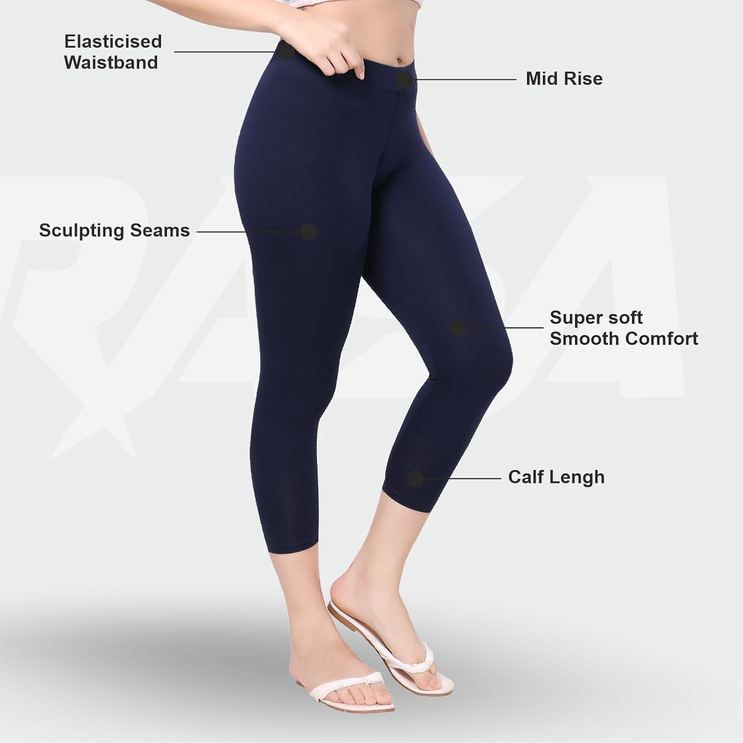 TRASA Women's Mid-Rise Cropped Cotton Leggings - Image 54