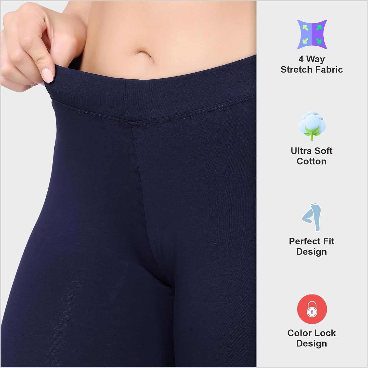 TRASA Women's Mid-Rise Cropped Cotton Leggings - Image 56