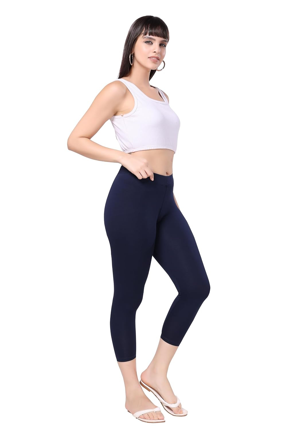 TRASA Women's Mid-Rise Cropped Cotton Leggings - Image 57