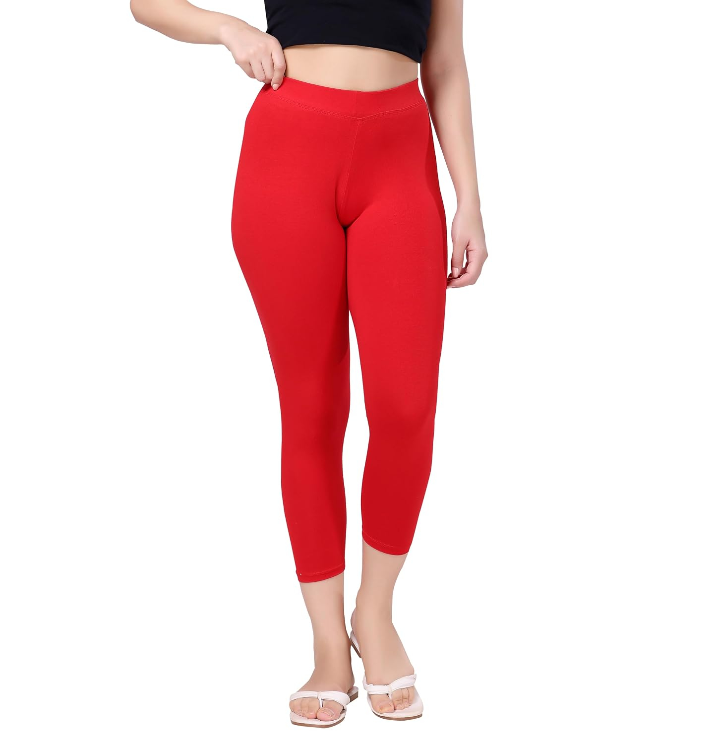 TRASA Women's Mid-Rise Cropped Cotton Leggings - Image 67