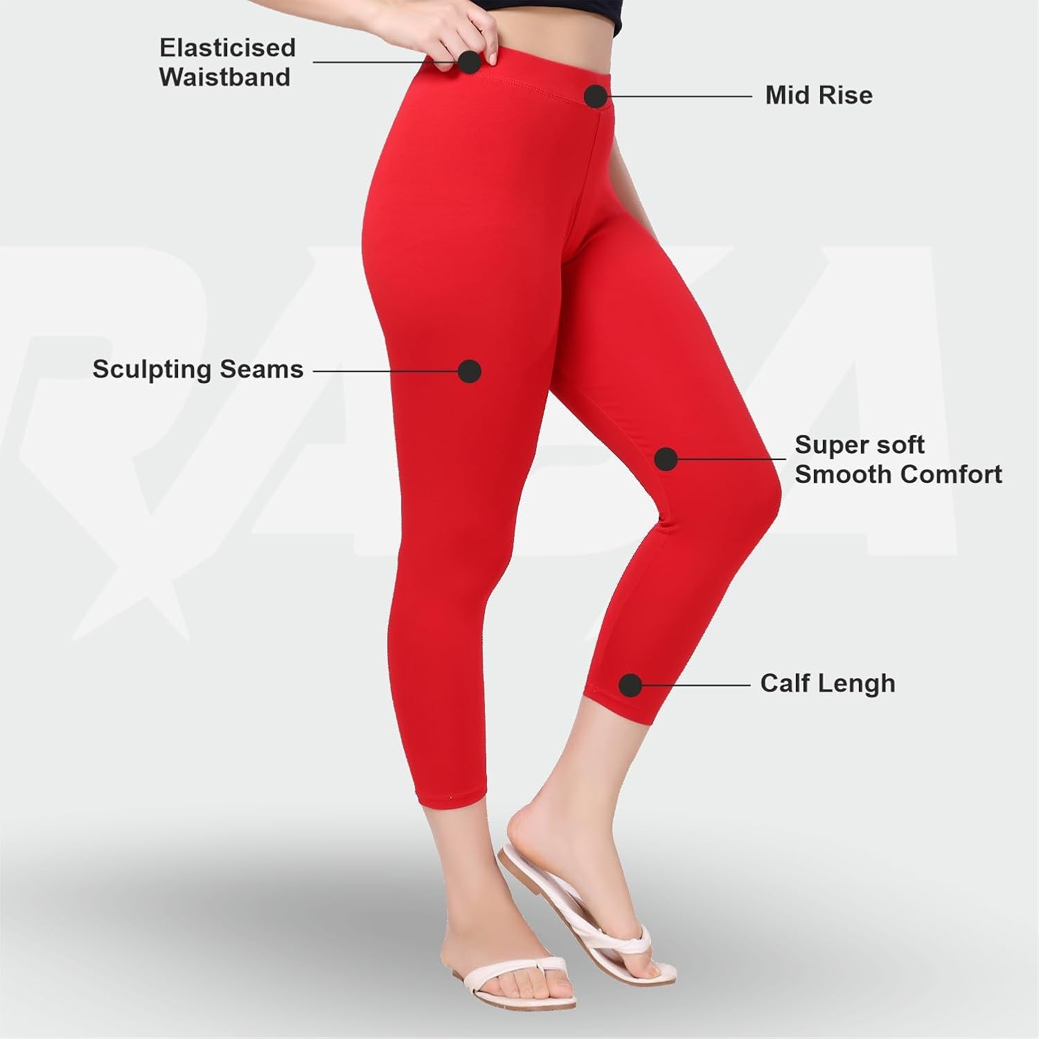 TRASA Women's Mid-Rise Cropped Cotton Leggings - Image 69