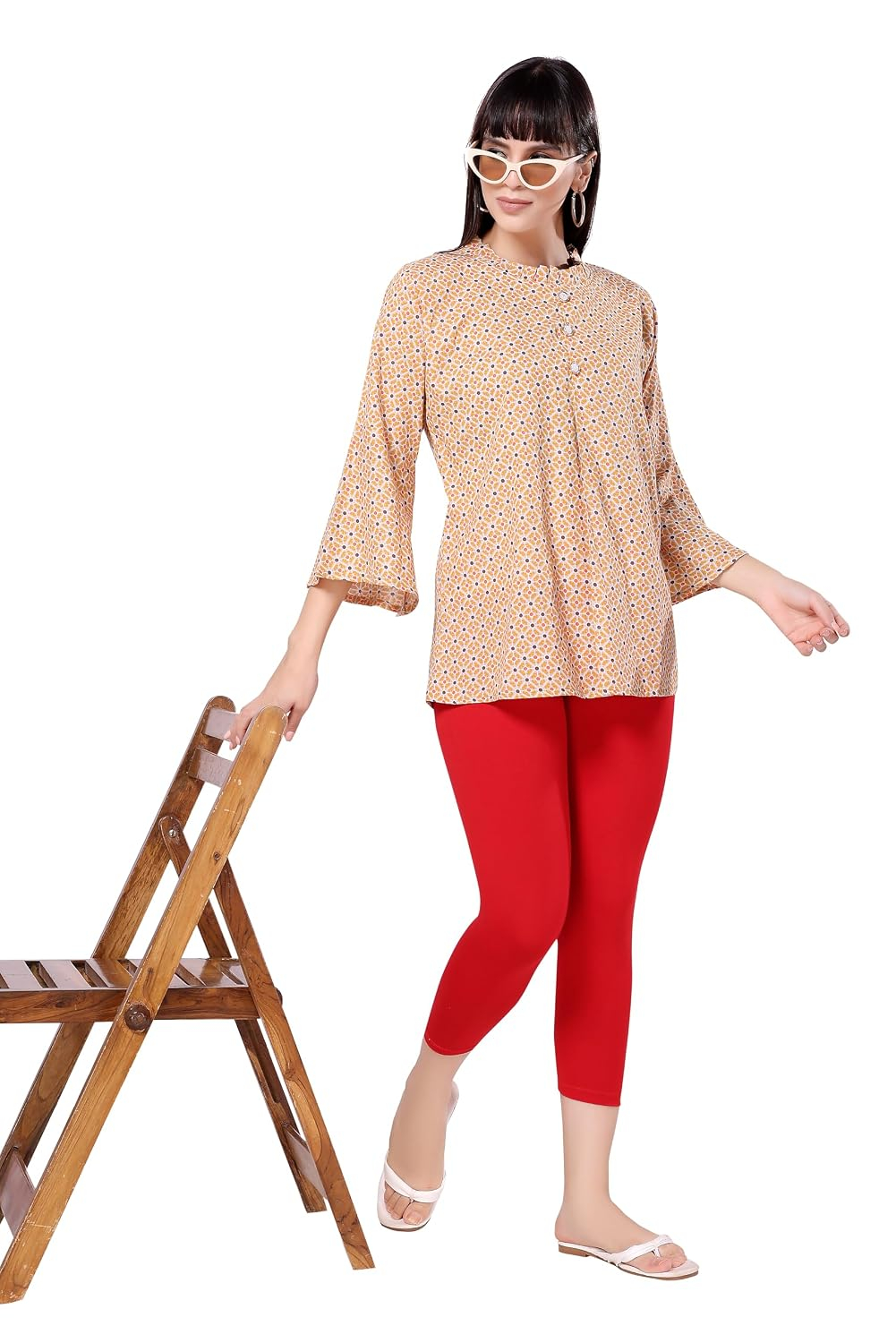 TRASA Women's Mid-Rise Cropped Cotton Leggings - Image 72