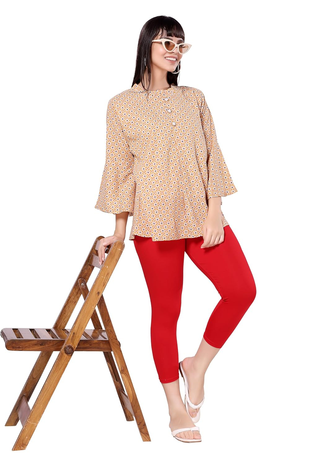 TRASA Women's Mid-Rise Cropped Cotton Leggings - Image 73