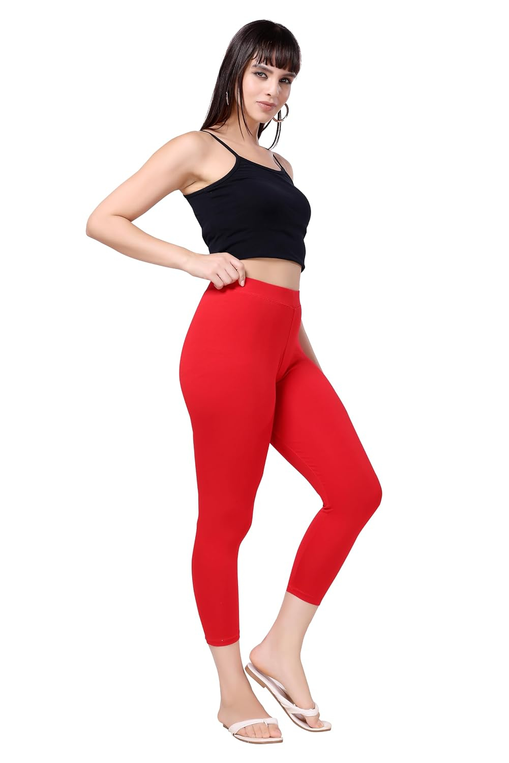 TRASA Women's Mid-Rise Cropped Cotton Leggings - Image 74