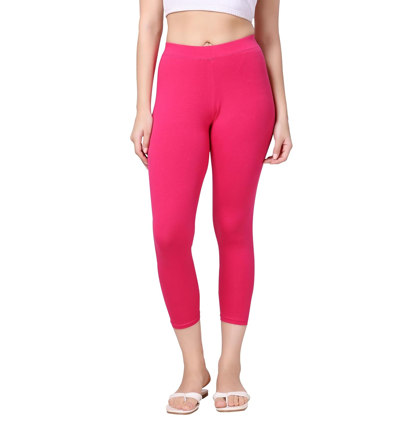 TRASA Women's Mid-Rise Cropped Cotton Leggings - Image 75