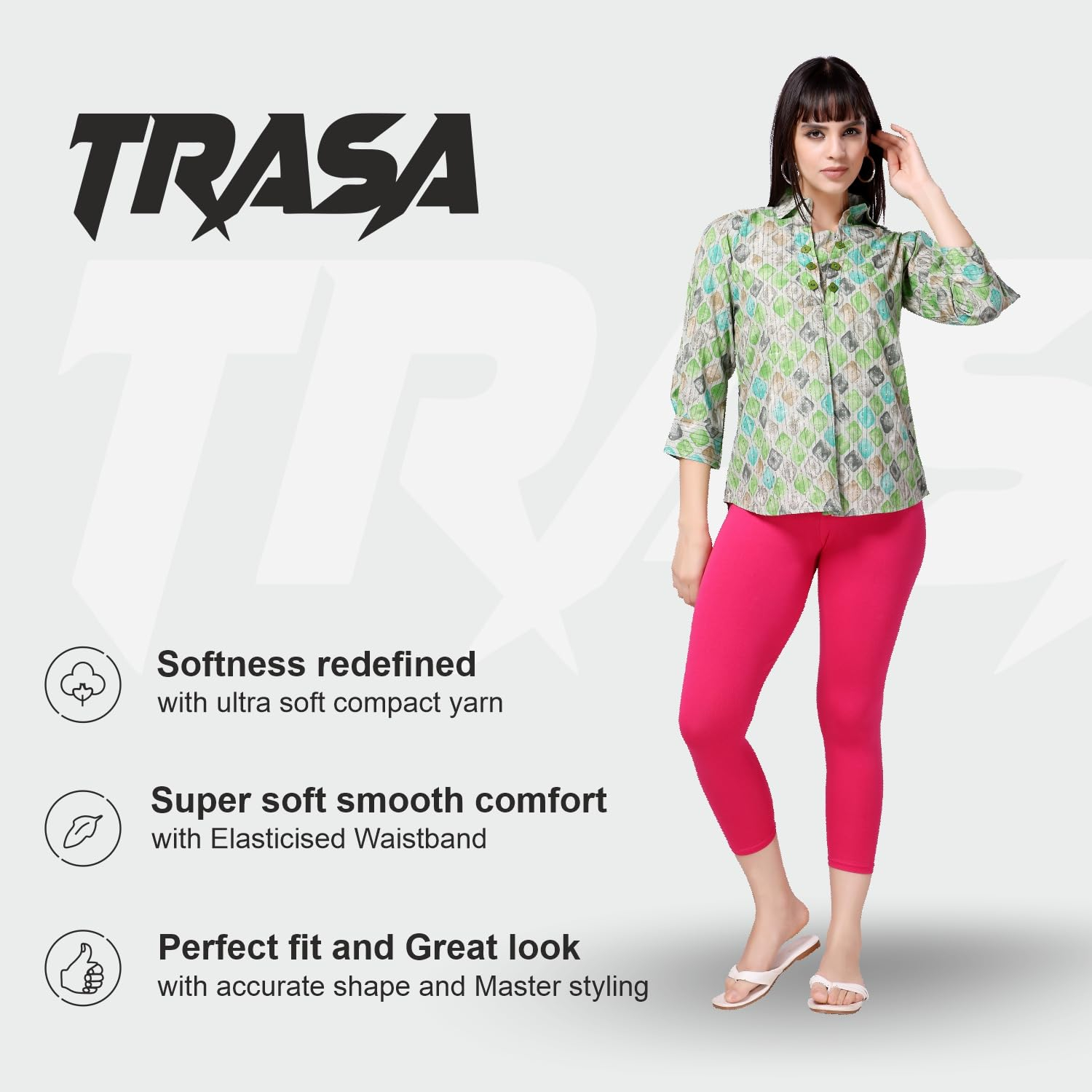 TRASA Women's Mid-Rise Cropped Cotton Leggings - Image 76