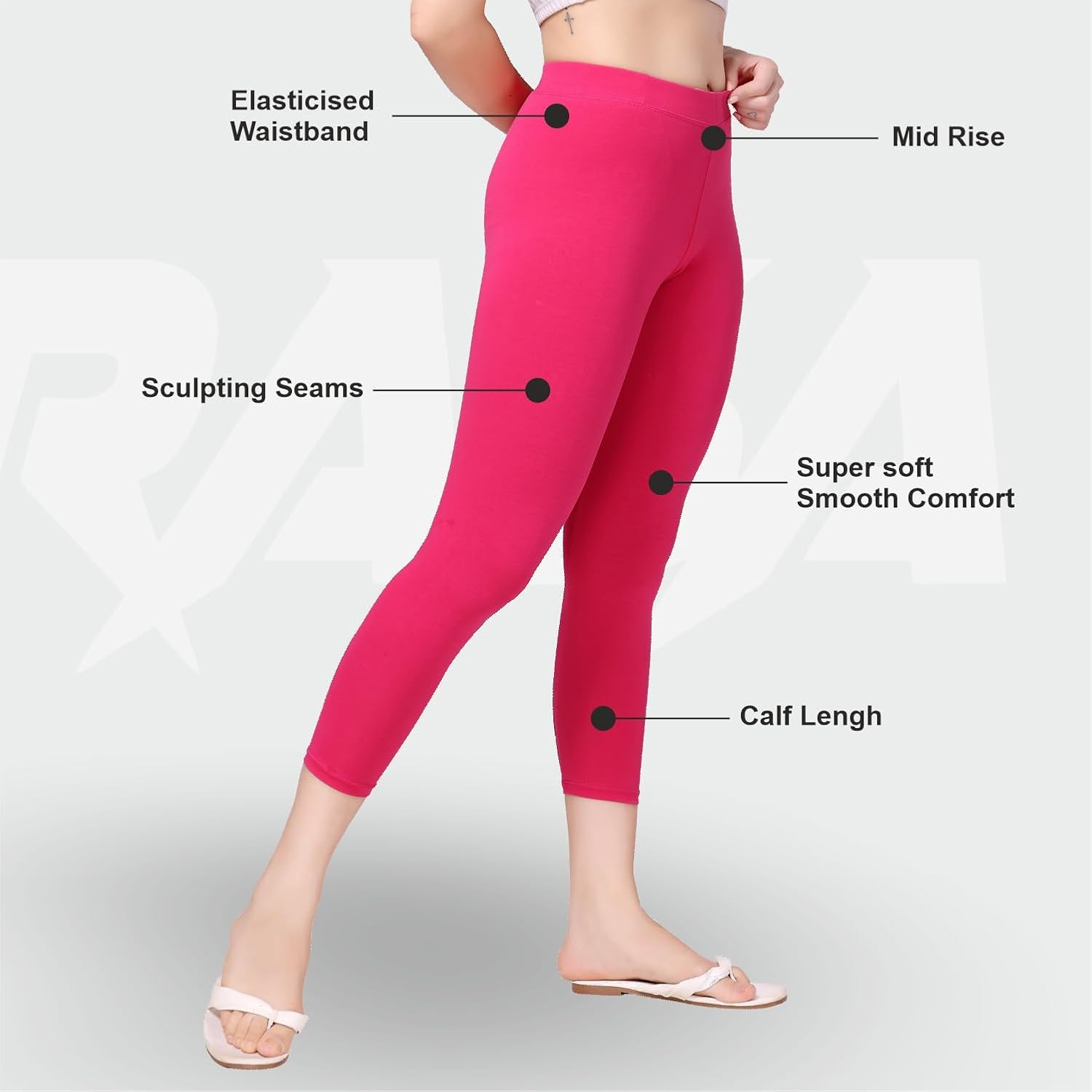 TRASA Women's Mid-Rise Cropped Cotton Leggings - Image 77