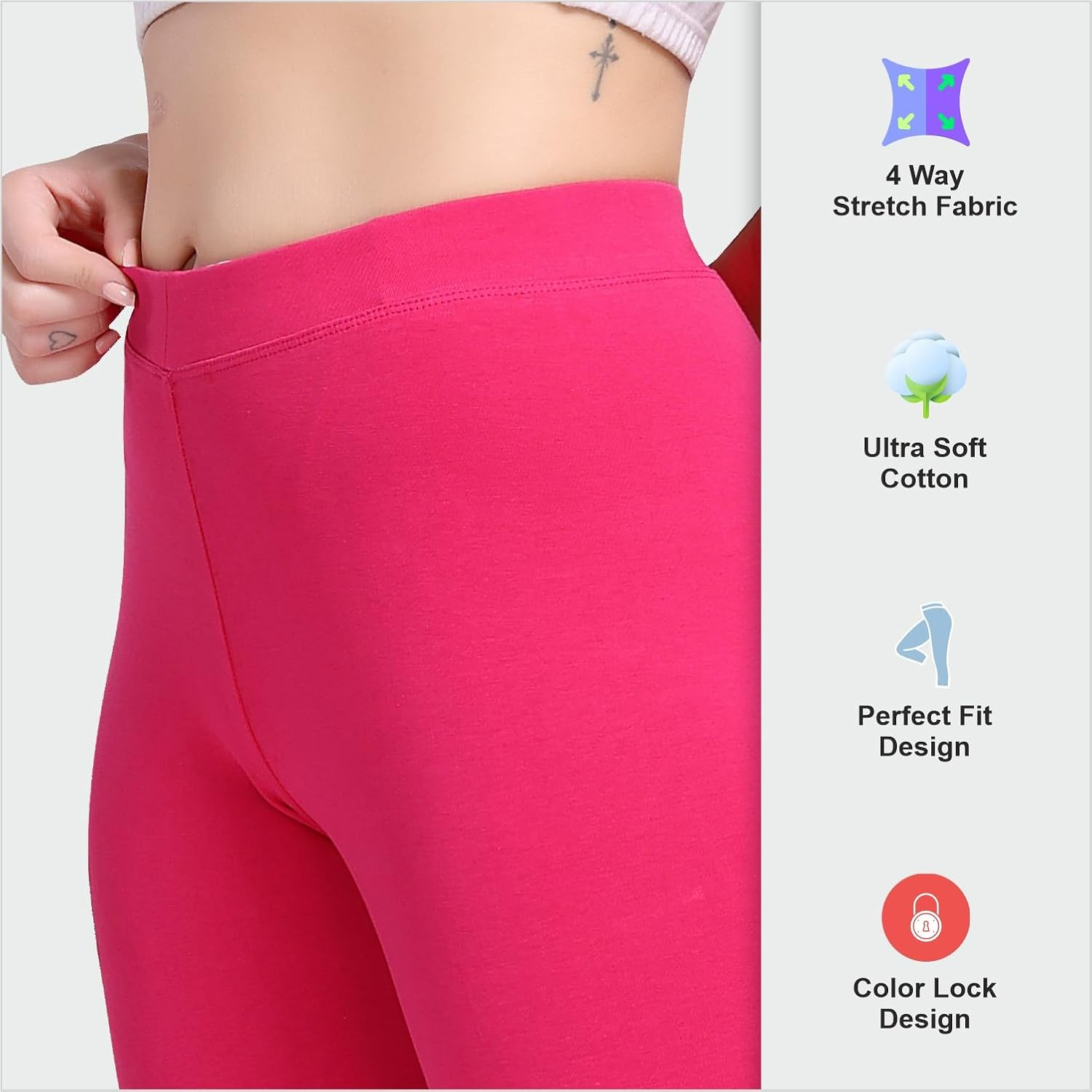 TRASA Women's Mid-Rise Cropped Cotton Leggings - Image 79