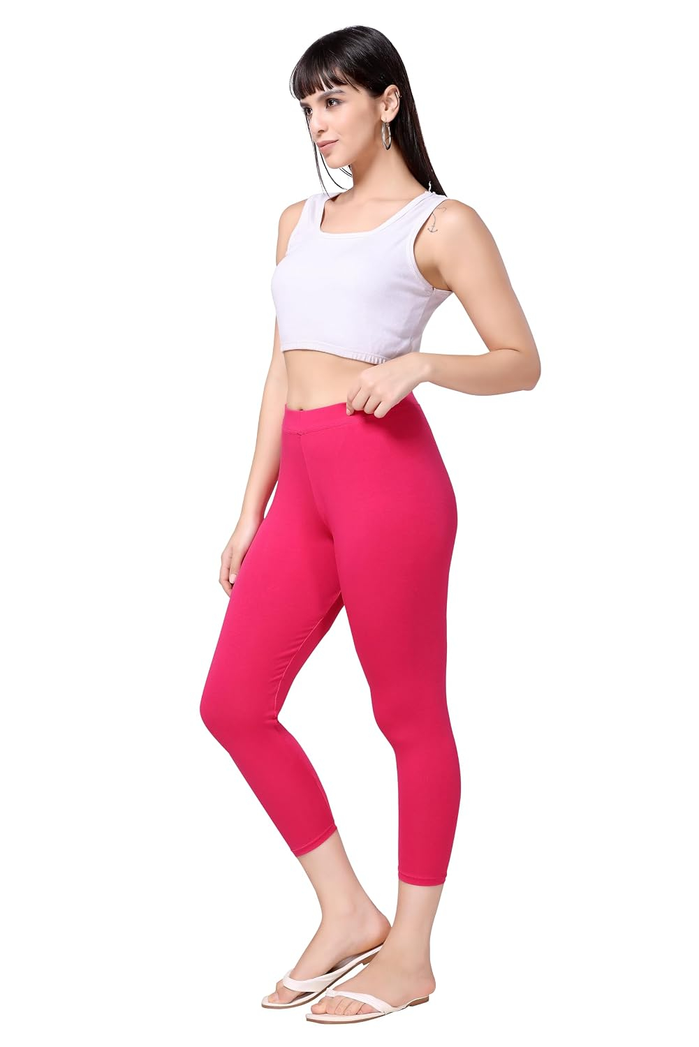 TRASA Women's Mid-Rise Cropped Cotton Leggings - Image 80