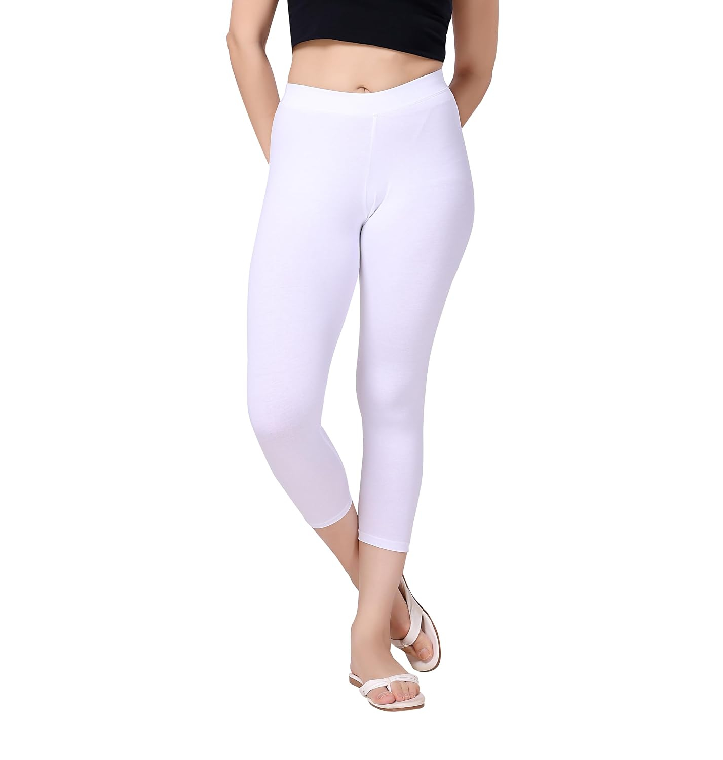TRASA Women's Mid-Rise Cropped Cotton Leggings - Image 82