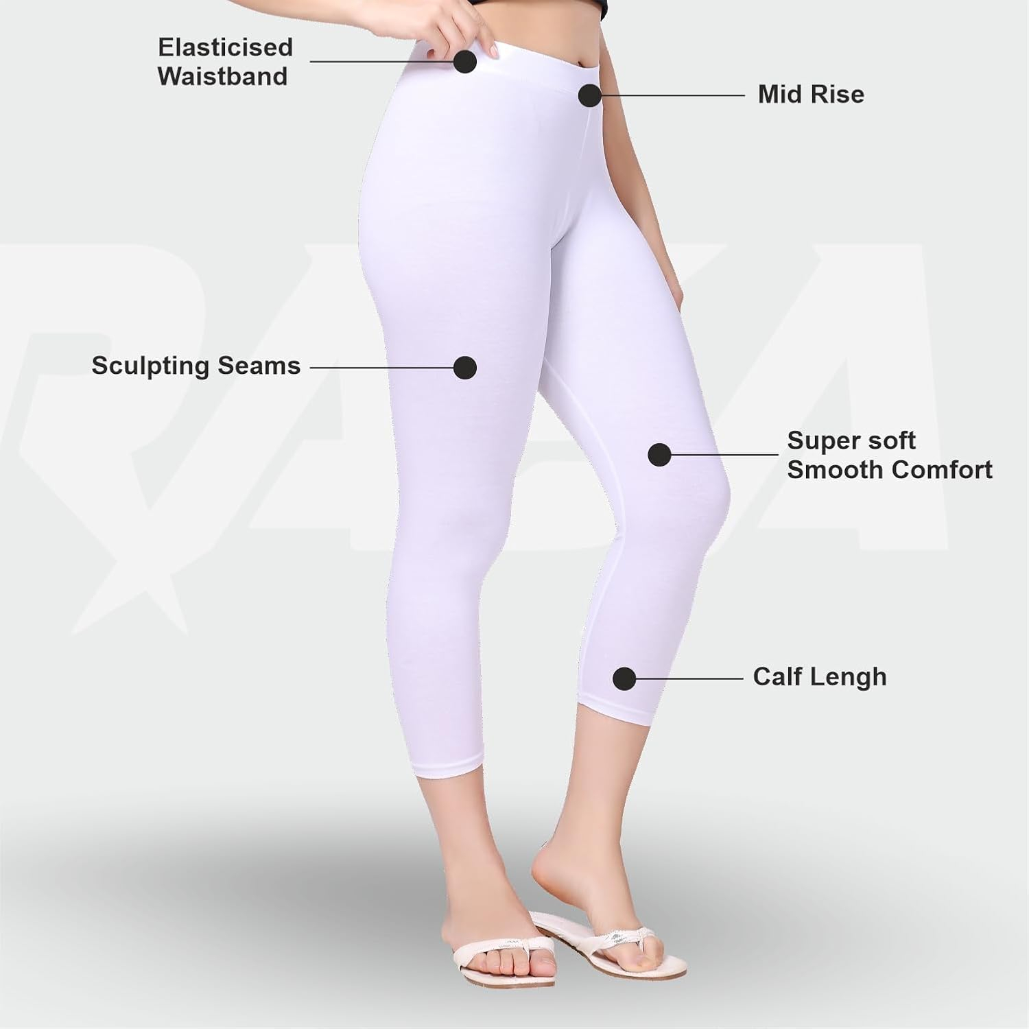 TRASA Women's Mid-Rise Cropped Cotton Leggings - Image 84